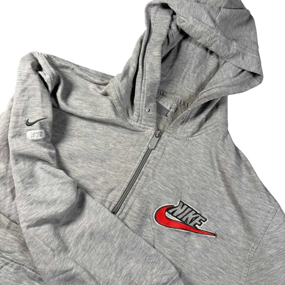 VTG Nike Y2K Men Gray 1/4 Zip Pullover‎ Hoodie Sweatshirt XL Streetwear